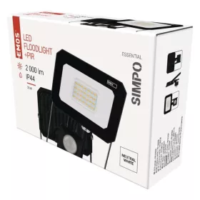   LED reflektor SIMPO PIR 20 W természetes fehér, 4000K, 2000, 220–240V, CRI> 80, fekete, IP44, EMOS, ZS2323