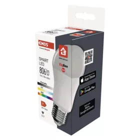   LED izzó GoSmart A60, E27, 9 W (60 W), 806 lm, RGB, dimmelhető, Zigbee, 230V, CRI>80, EMOS, ZQZ514R