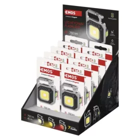   Újratölthető mini LED-es zseblámpa - kulcstartó, 750 lm, kínáló dobozban, ezüst, fekete, IP44, EMOS, P4714