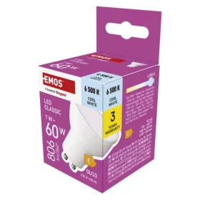   LED izzó Classic MR16, GU10, 7 W  (60 W), 806 lm, Hideg fehér, 6500K, 230V, CRI>80, EMOS, ZQ8E44