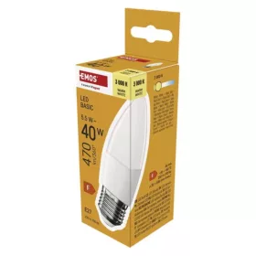   LED izzó Basic gyertya, E27, 5,5 W (40 W), 470 lm, Meleg fehér, 3000K, 230V, CRI>80, EMOS, ZL4F22