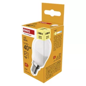   LED izzó Basic Mini Globe, E14, 5,5 W (40 W), 470 lm, Meleg fehér, 3000K, 230V, CRI>80, EMOS, ZL1F22