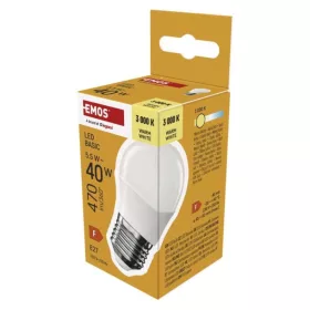   LED izzó Basic Mini Globe, E27, 5,5 W (40 W), 470 lm, Meleg fehér, 3000K, 230V, CRI>80, EMOS, ZL6F22