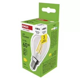   LED izzó Filament Mini Globe, E14, 5,9 W (60 W), 806 lm, Természetes fehér, 4000K, 230V, CRI>80, EMOS, ZF1D43