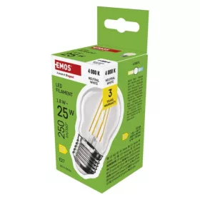   LED izzó Filament Mini Globe, E27, 1,8 W (25 W), 250 lm, Természetes fehér, 4000K, 230V, CRI>80, EMOS, ZF6D03