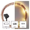 LED nano lánc napelemmel, réz, 12 m, kültéri és beltéri, meleg fehér, időzítő, IP44, EMOS, D3ZW01
