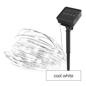   LED nano lánc napelemmel, réz, 12 m, kültéri és beltéri, hideg fehér, időzítő, IP44, EMOS, D3ZC01