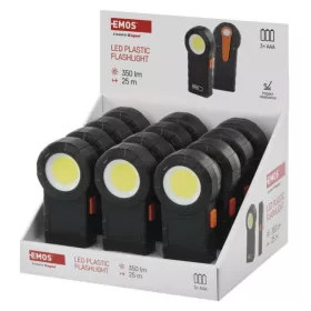 COB LED ZSEBLÁMPA, 3× AAA 12 DB, 350, fekete, EMOS, P4715