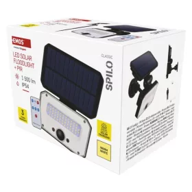   EMOS LED SOLAR reflektor hordozható SPILO, PIR, 1500lm IP54 meleg fehér, 3000K, 3,7V, CRI> 80, fekete, ZG131S
