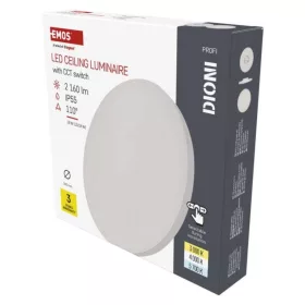   LED felületi lámpatest DIONI kerek, fehér, 18W, CCT, 2160, 220-240V, CRI> 80, IP55, EMOS, ZM7151