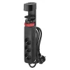 Hosszabbító kábel 1,5 m/3 aljzat/kapcsoló/asztalra szerelhető/USB/fekete/PVC/1,5 mm2, fekete, piros, EMOS, P1321PD
