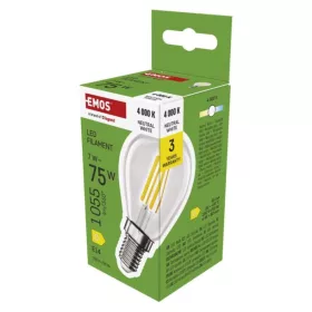   LED izzó Filament Mini Globe , E14, 7 W (75 W), 1055 lm, természetes fehér, 4000K, 230V, CRI>80, EMOS, ZF1D53