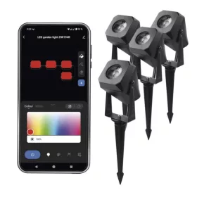   GoSmart kültéri LED spotlámpa, kezdő készlet, 4 darab, 7 W, RGBIC dimmelhető, WiFi, 400, CCT, IP65, EMOS, ZIW194R