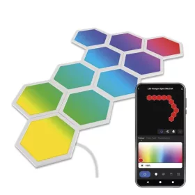   GoSmart LED-es lámpatest Hexagon, indító készlet, 10 rész, 19 W, RGBIC dimmelhető, WiFi, IP20, EMOS, ZIW22AR