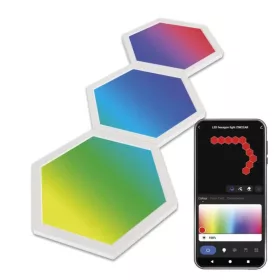   GoSmart LED-es lámpatest Hexagon, kiegészítő készlet,3 rész, 1,8 W, RGBIC dimmelhető, WiFi, IP20, EMOS, ZIW223R