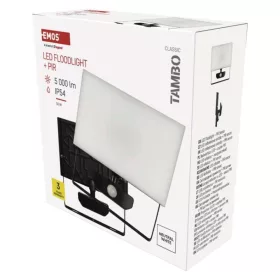   LED-es reflektor TAMBO mozgásérzékelővel, 50 W, 5000 lm, fekete, 4000K, 220-240V, CRI> 80, Természetes fehér, IP54, EMOS, ZS2942