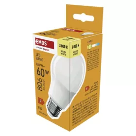   LED izzó Basic A60, E27, 8,8 W (60 W), 806 lm, Meleg fehér, 3000K, 230V, CRI>80, EMOS, ZL5F47