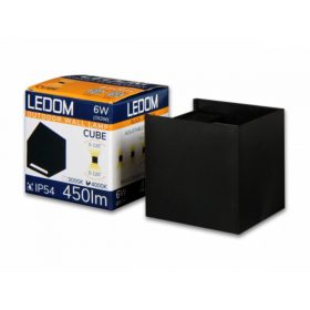   LED lámpatest , oldalfali , szögletes , 2 irányú , 6W , meleg fehér , állítható sugárzási szög , kültéri , fekete , IP54 , LEDOM