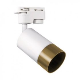   Sínes LED lámpa , track light , 1 fázisú , 2 pólusú , GU10 foglalat , fehér /arany , STRÜHM , PUZON