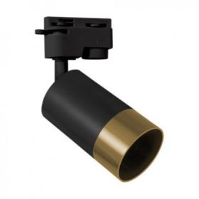  Sínes LED lámpa , track light , 1 fázisú , 2 pólusú , GU10 foglalat , fekete /arany , STRÜHM , PUZON
