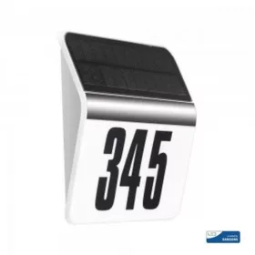   Led lámpatest , napelemes , oldalfali , házszám kijelzéssel , 0.5 Watt , meleg fehér , kültéri , szürke , IP44 , Samsung chip