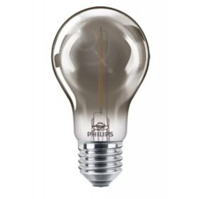  LED lámpa , égő , izzószálas hatás , filament , E27 foglalat , 2.3 Watt , meleg fehér , szürke , Philips , Classic smoky