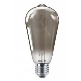   LED lámpa , égő , izzószálas hatás , filament , Edison , E27 , ST64 , 2.3 Watt , meleg fehér , szürke , Philips , Classic smoky