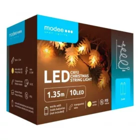   Led fényfüzér , beltéri , meleg fehér , elemes , toboz , 10 LED , IP20