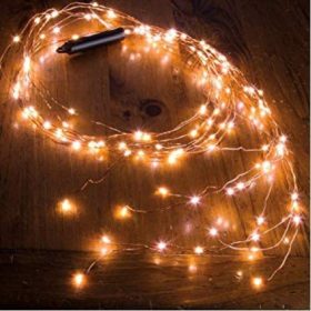   Led fényfüzér , beltéri/kültéri , fényzuhatag , nano LED , 2 m , 200 LED , meleg fehér , rézszálas , IP44