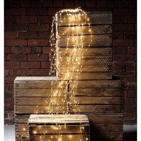   Led fényfüzér , fényzuhatag , kültéri , napelemes , 8 funkció , meleg fehér , 200 LED