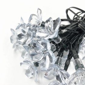   Led fényfüzér , kültéri , napelemes , cseresznyevirág , 50 db , 5 m , lila