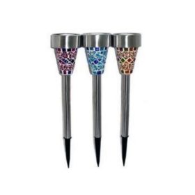   Led lámpatest , napelemes , földbe leszúrható , mozaik kirakású , narancssárga , króm , IP44