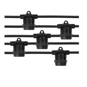   Led fényfüzér , fix , kültéri , 15 db x E27 , 14.4 m , fekete , IP65