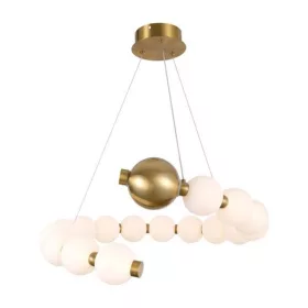   ARTE ILLUMINA TREA Függesztett lámpatest beépített LED 20W Réz tejfehér üveggel 530X150mm, 3000K, 220-240V, IP20, meleg fehér, Eurolamp, 997946