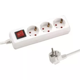   Földelt elosztó 3-as 1,5m-es kapcsolóval, fehér, Eurolamp, 295842
