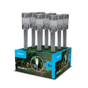   LED szolár napelemes leszúrható lámpa, 9000K, rozsdamentes acél + műanyag, IP44, Modee, ML-GS037