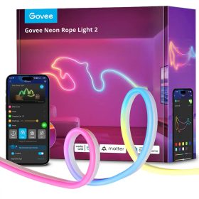   Govee Neon LED szalagfény (Gen 2) szilikon védőburkolattal (Matter, HomeKit, Google, Alexa, SmartThings), 36W, RGBIC, Wi-Fi (2.4GHz) + Bluetooth