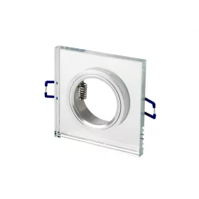   Süllyesztett mennyezeti LED lámpatest, üveg, négyzet alakú, ezüst, 90x28x10mm (65mm), LED line, LL-246388