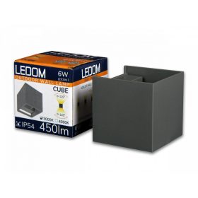   LEDOM Kültéri fali lámpatest LED 2x3W 3000K IP54 szürke CUBE, 6W, meleg fehér, CRI≥80, LED line, LL-478160