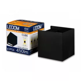   LEDOM Kültéri fali lámpatest LED 2x3W 4000K IP54 fekete CUBE, 6W, természetes fehér, CRI≥80, LED line, LL-478177