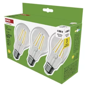  LED izzó Filament A60, E27, 5,9 W (60 W), 806 lm, Természetes fehér, 4000K, 230V, CRI>80, EMOS, ZF5D43.3