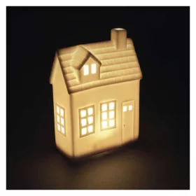   LED kerámia házikó, 18 cm, 1x CR2032, beltéri, meleg fehér, időzítő, IP20, EMOS, DCLW37