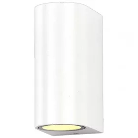   LED lámpatest , 2 x GU10 , oldalfali , kerek , 2 irányú , fehér , kültéri , IP44