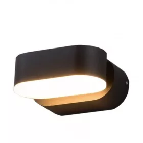   LED lámpatest , oldalfali , kerek , forgatható 355°-ban , 6W , meleg fehér , fekete , kültéri , IP44