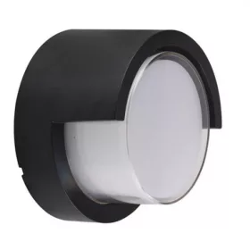   LED lámpatest , oldalfali , kerek , 15W , meleg fehér , fekete , kültéri , IP44