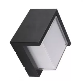   LED lámpatest , oldalfali , négyzet , 15W , meleg fehér , fekete , kültéri , IP44