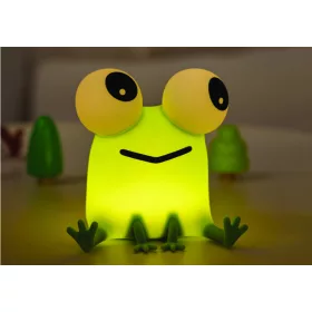   Gyermek éjszakai szilikon lámpa, béka, 2W, 6000K, hideg fehér, 30lm, 1200mAh, 5V/1A, dimmelhető