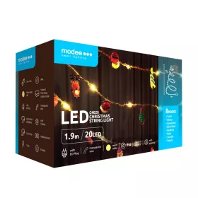   Modee Karácsonyi LED Füzér dekor Adapteres C4020 (20LED/190cm/10cm), 1,35W, 3000K, meleg fehér, IP44