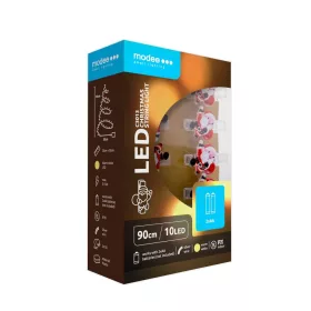   Modee Karácsonyi LED Füzér dekor Elemes + Csipesz C3013 (10LED/90cm/10cm), 2700K, meleg fehér, IP20