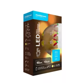   Modee Karácsonyi LED Füzér dekor Elemes + Csipesz C3014 (10LED/90cm/10cm), 2700K, meleg fehér, IP20
